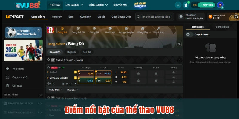 Điểm nổi bật của thể thao VU88