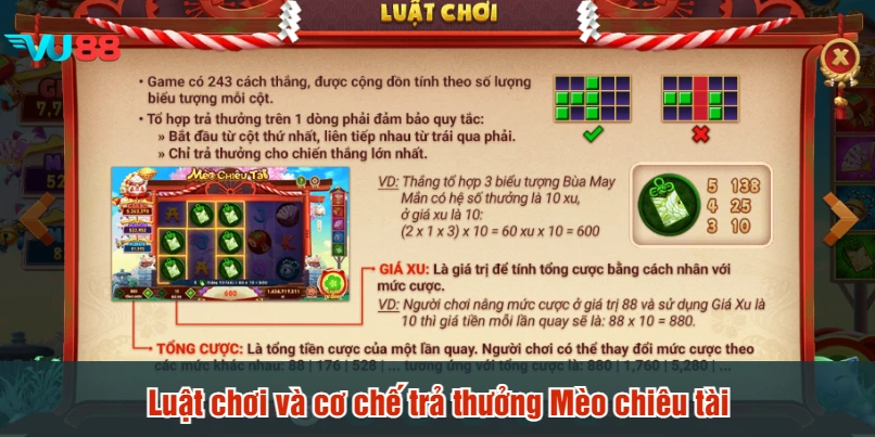 Luật chơi và cơ chế trả thưởng Mèo chiêu tài