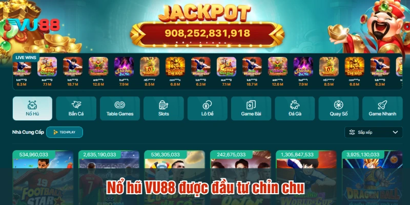 Nổ hũ VU88 được đầu tư chỉn chu