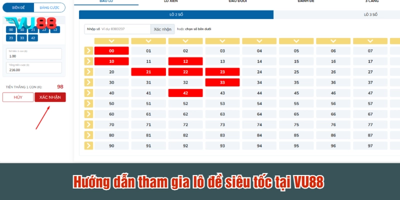 Hướng dẫn tham gia lô đề siêu tốc tại VU88