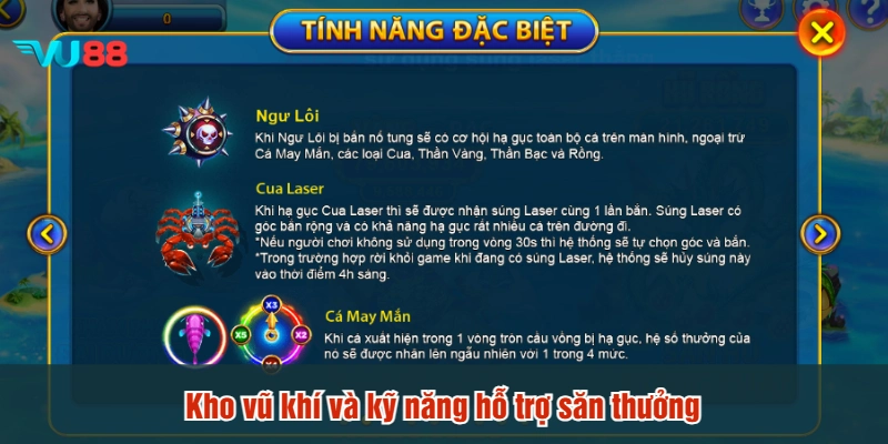 Kho vũ khí và kỹ năng hỗ trợ săn thưởng