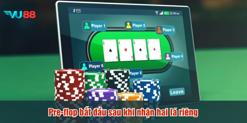 Pre-flop bắt đầu sau khi nhận hai lá riêng